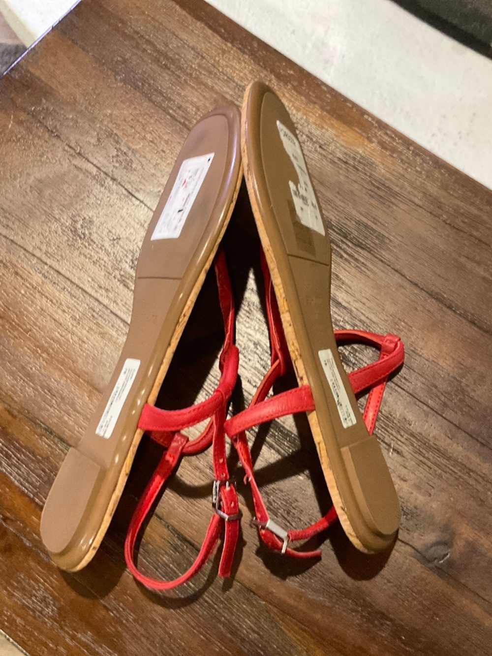 Schultz Elisha Flat Sandal Red Leather Size 7 - Picture 4 of 6